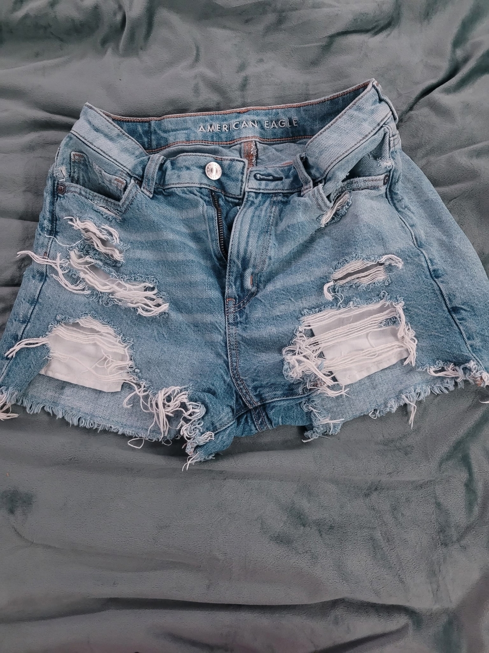 American Eagle Outfitters Light Wash Distressed Jean Shorts